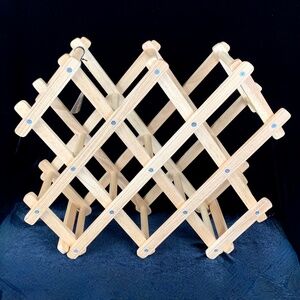 New wTag Pier 1 Imports Wood Wind Rack Accordion Folding Pack Up